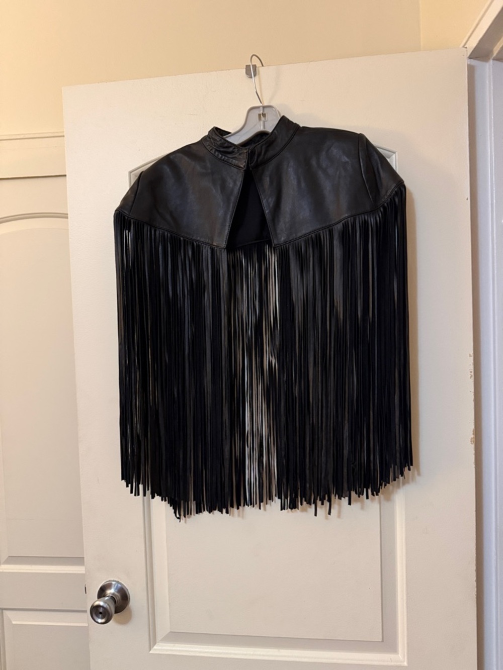 Zara Black Fringe Leather Cape